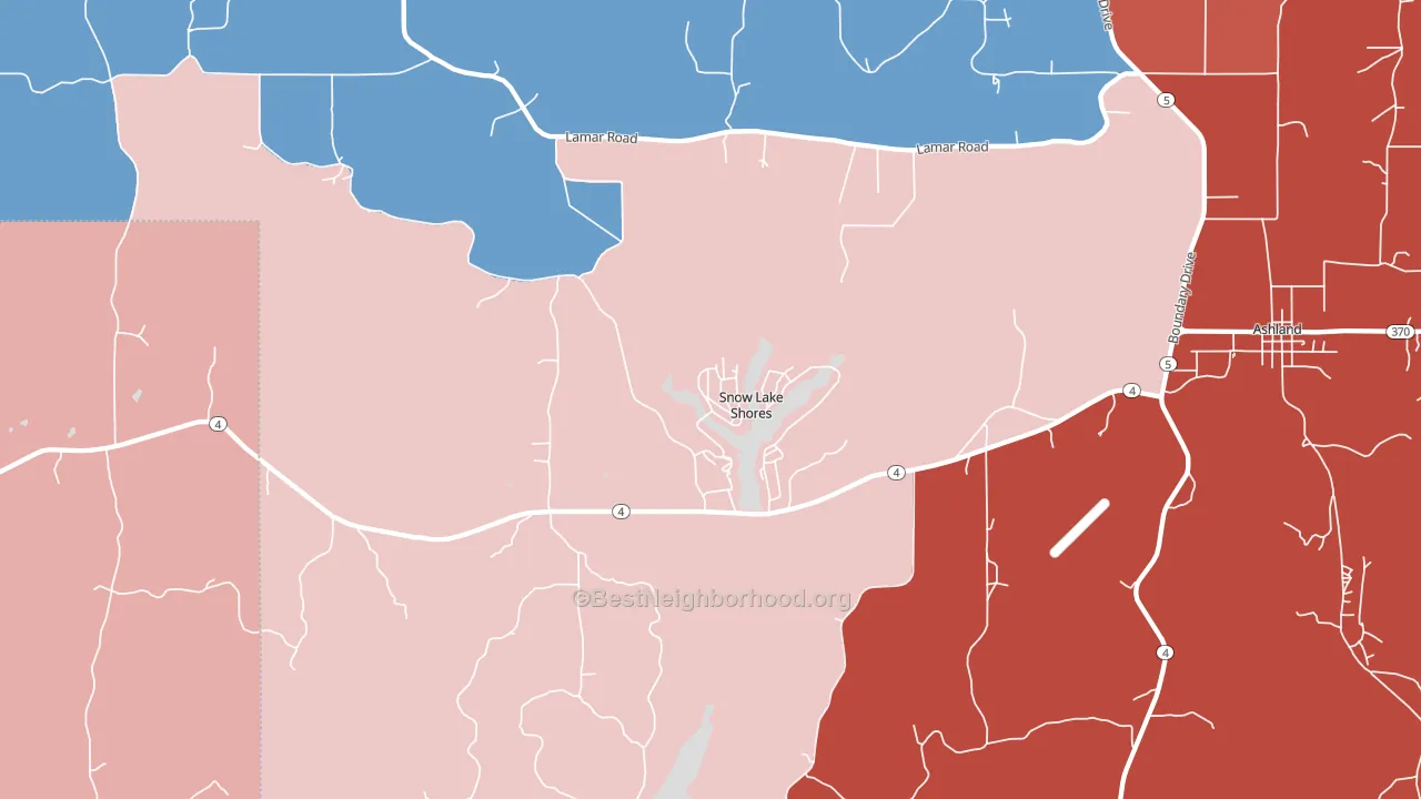 Snow Lake Shores, MS block-group political-lean map