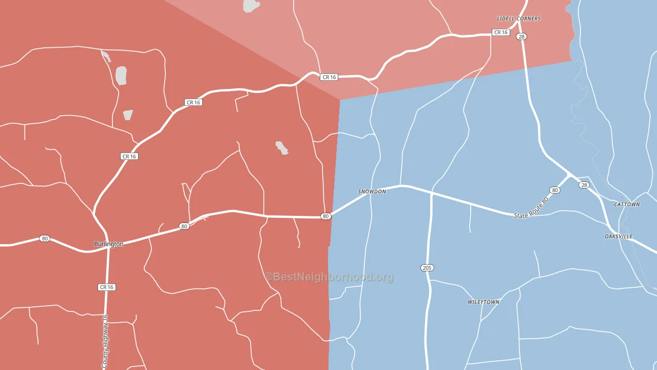 Snowdon, NY block-group political-lean map