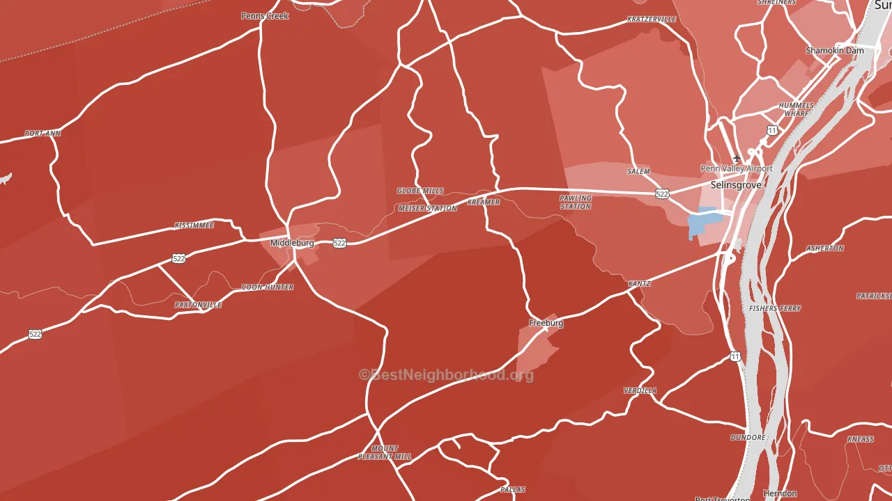 Snyder County, PA block-group political-lean map