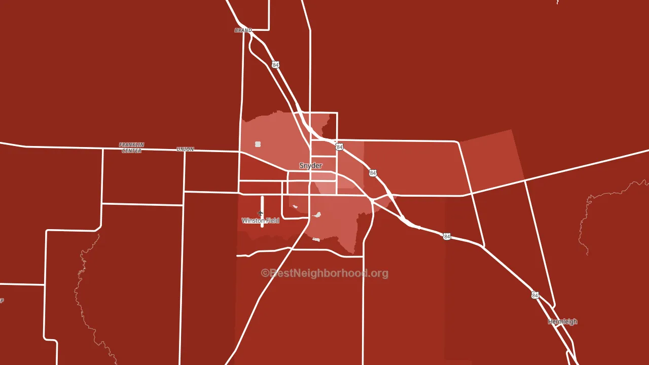 Snyder, TX block-group political-lean map