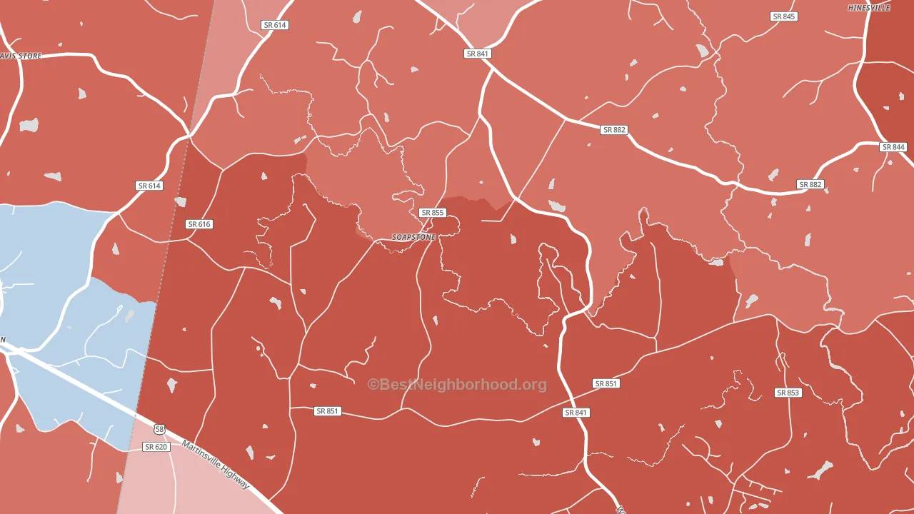 Soapstone, VA block-group political-lean map