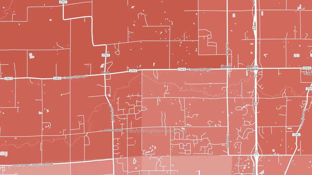 Sobieski, WI block-group political-lean map