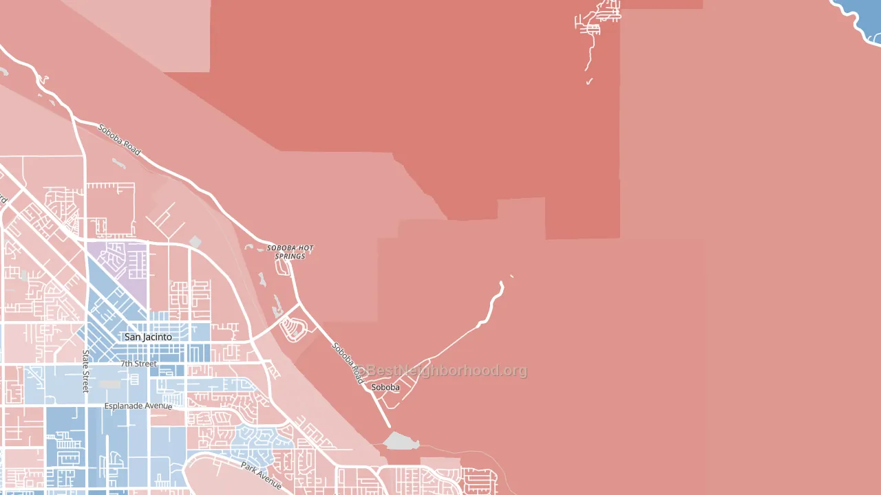 Soboba Hot Springs, CA block-group political-lean map