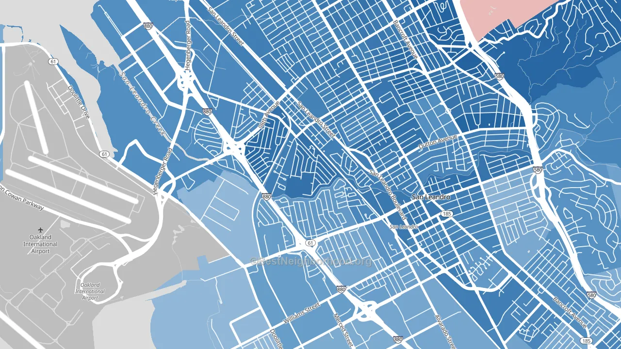 Sobrante Park, Oakland, CA block-group political-lean map