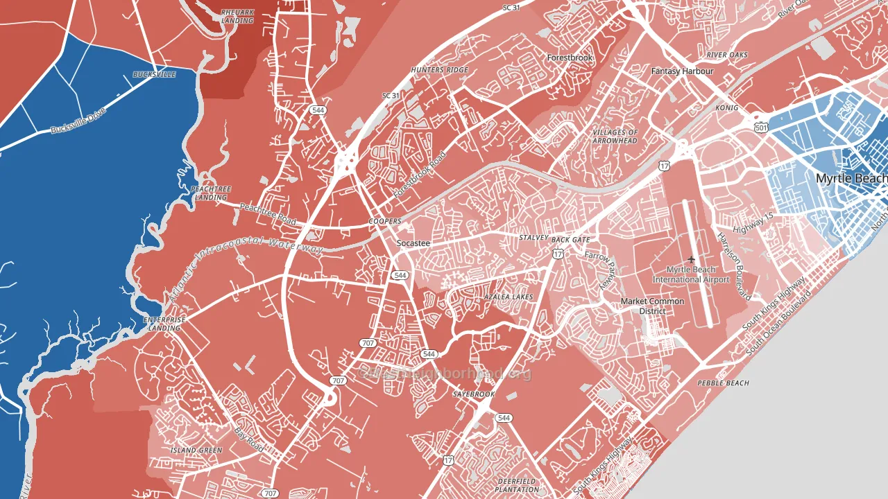 Socastee, SC block-group political-lean map