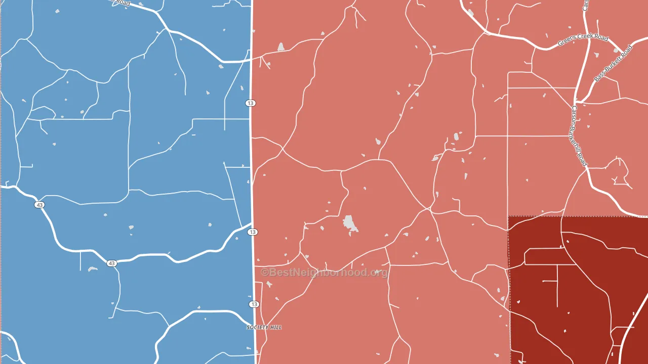 Society Hill, MS block-group political-lean map