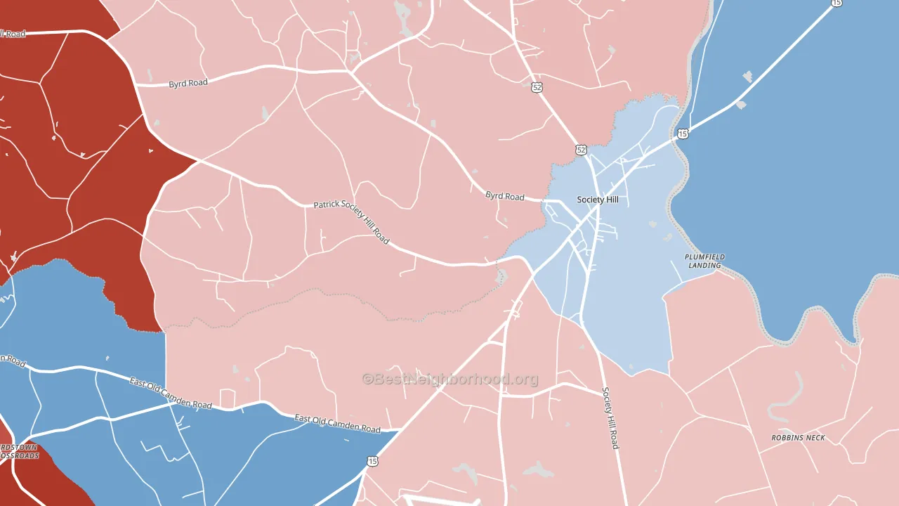 Society Hill, SC block-group political-lean map