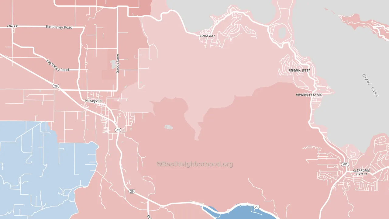 Soda Bay, CA block-group political-lean map