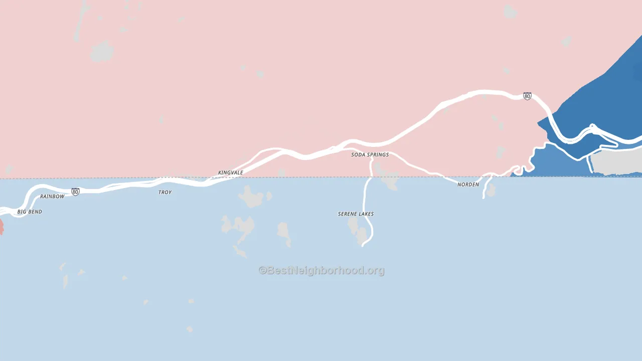 Soda Springs, CA block-group political-lean map