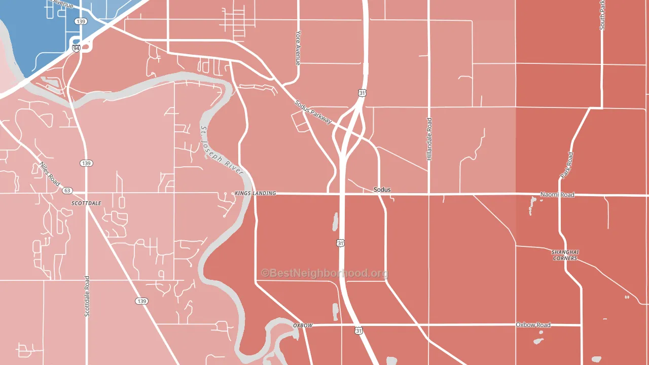 Sodus, MI block-group political-lean map