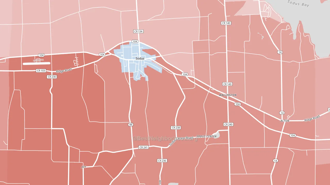 Sodus, NY block-group political-lean map
