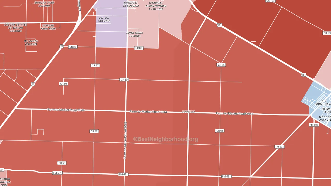 Sodville, TX block-group political-lean map