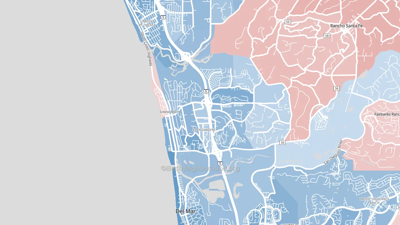 Solana Beach, CA block-group political-lean map