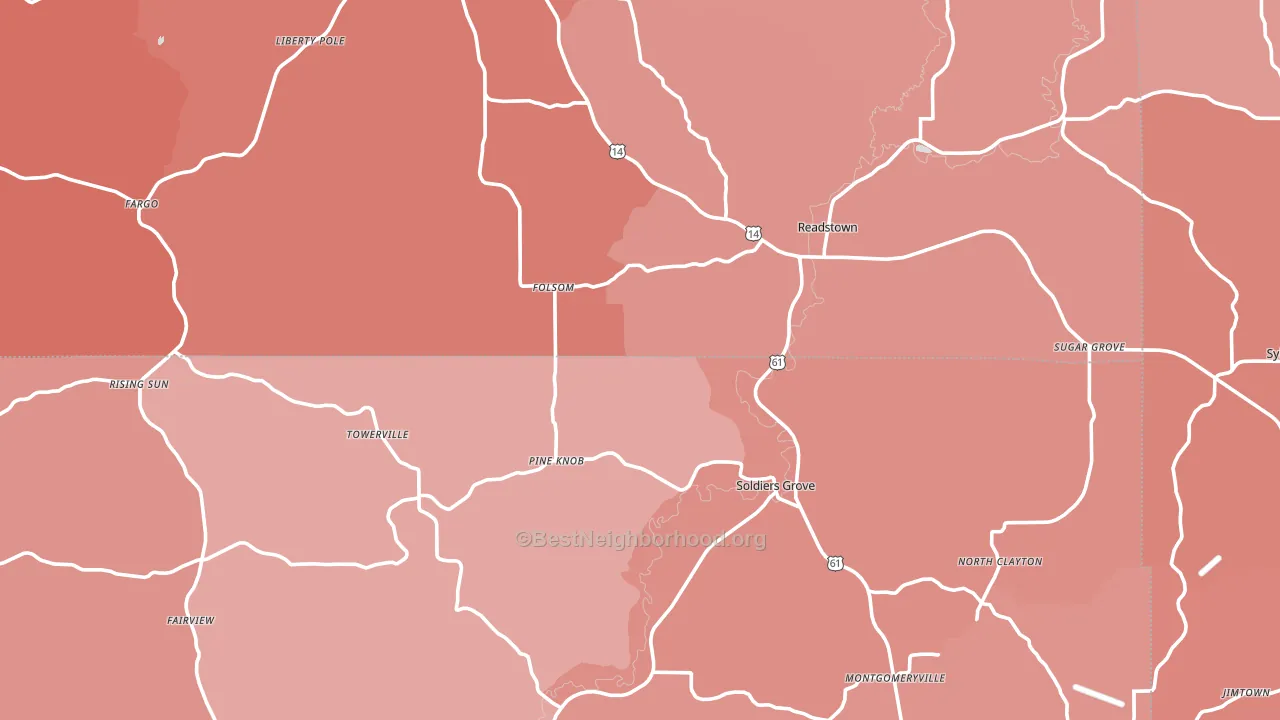 Soldiers Grove, WI block-group political-lean map