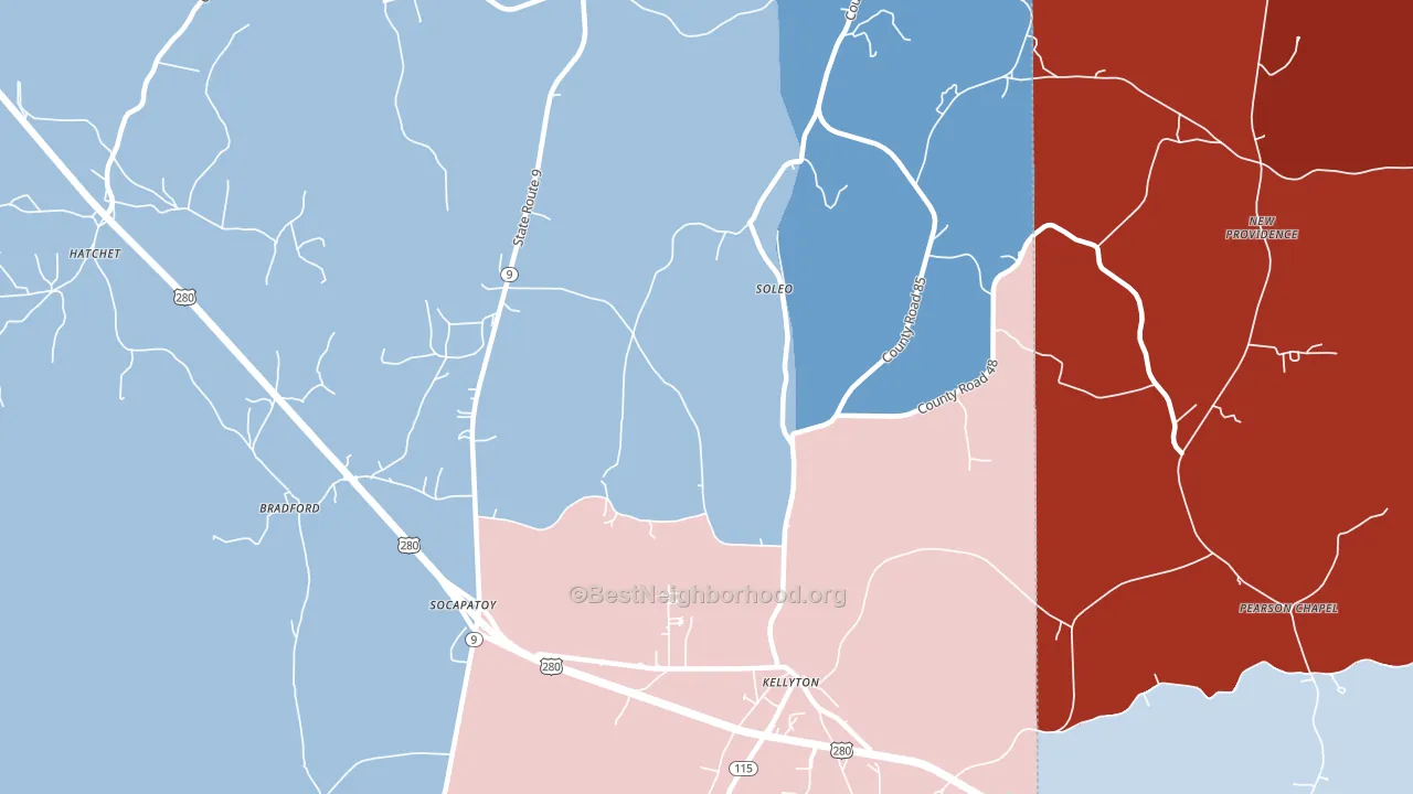 Soleo, AL block-group political-lean map