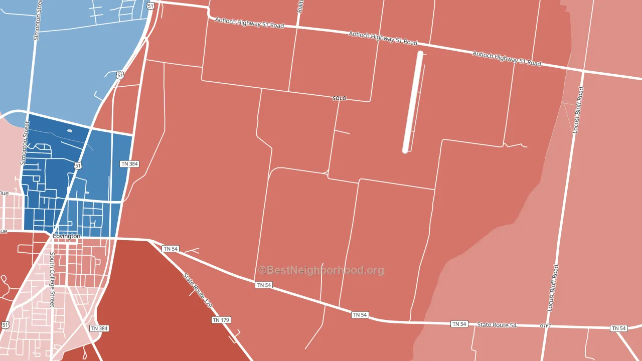 Solo, TN block-group political-lean map