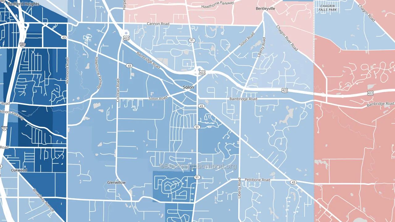 Solon, OH block-group political-lean map