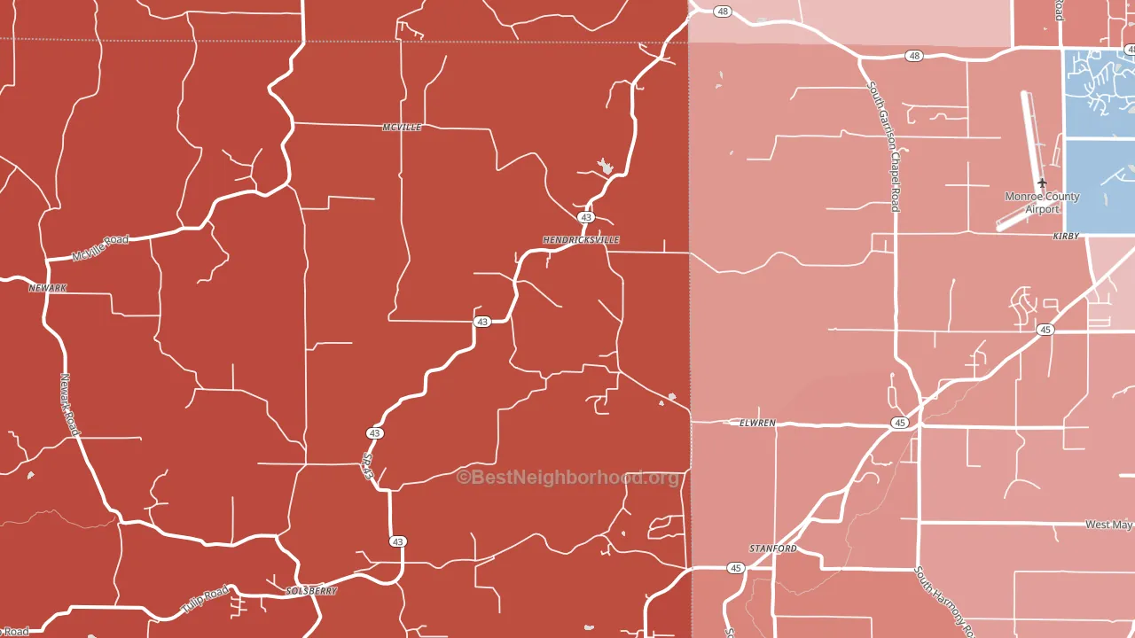Solsberry, IN block-group political-lean map