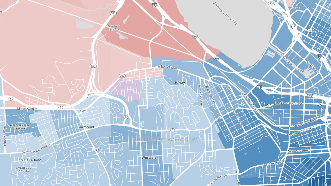 Solvay, NY block-group political-lean map