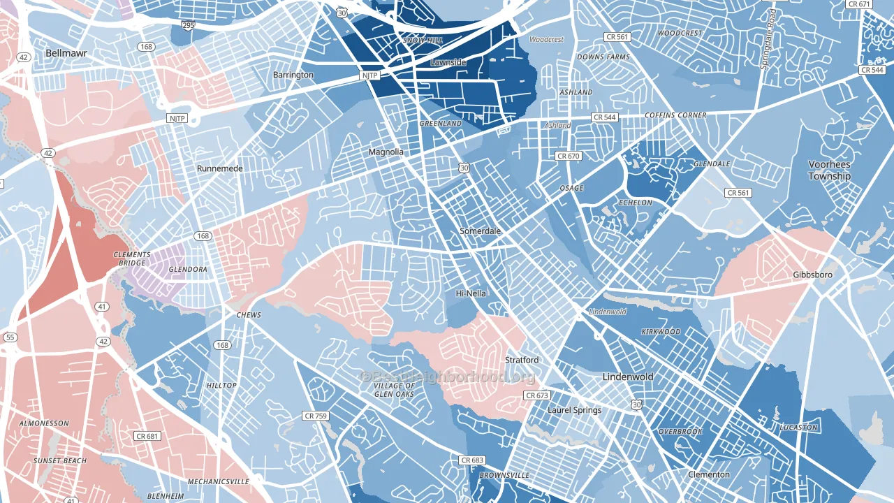 Somerdale, NJ block-group political-lean map