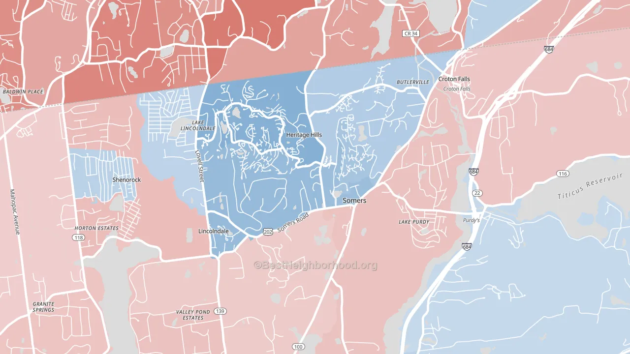 Somers, NY block-group political-lean map