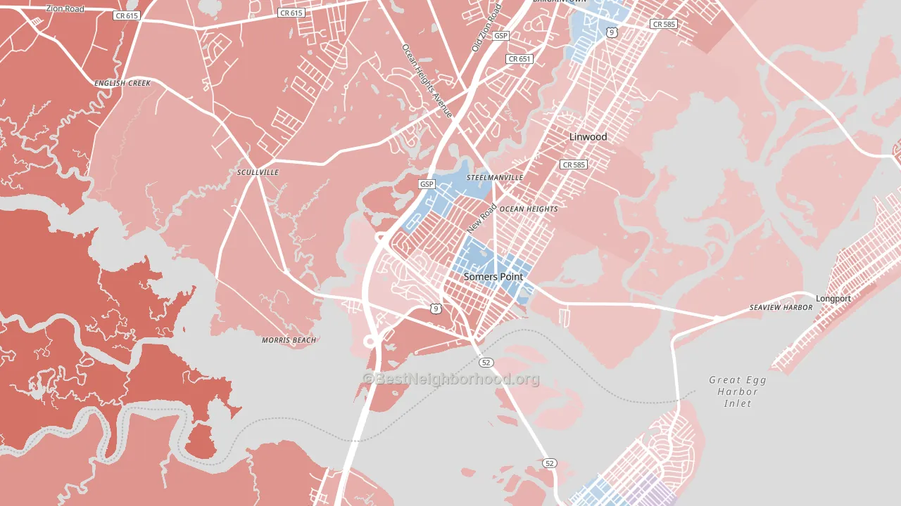 Somers Point, NJ block-group political-lean map