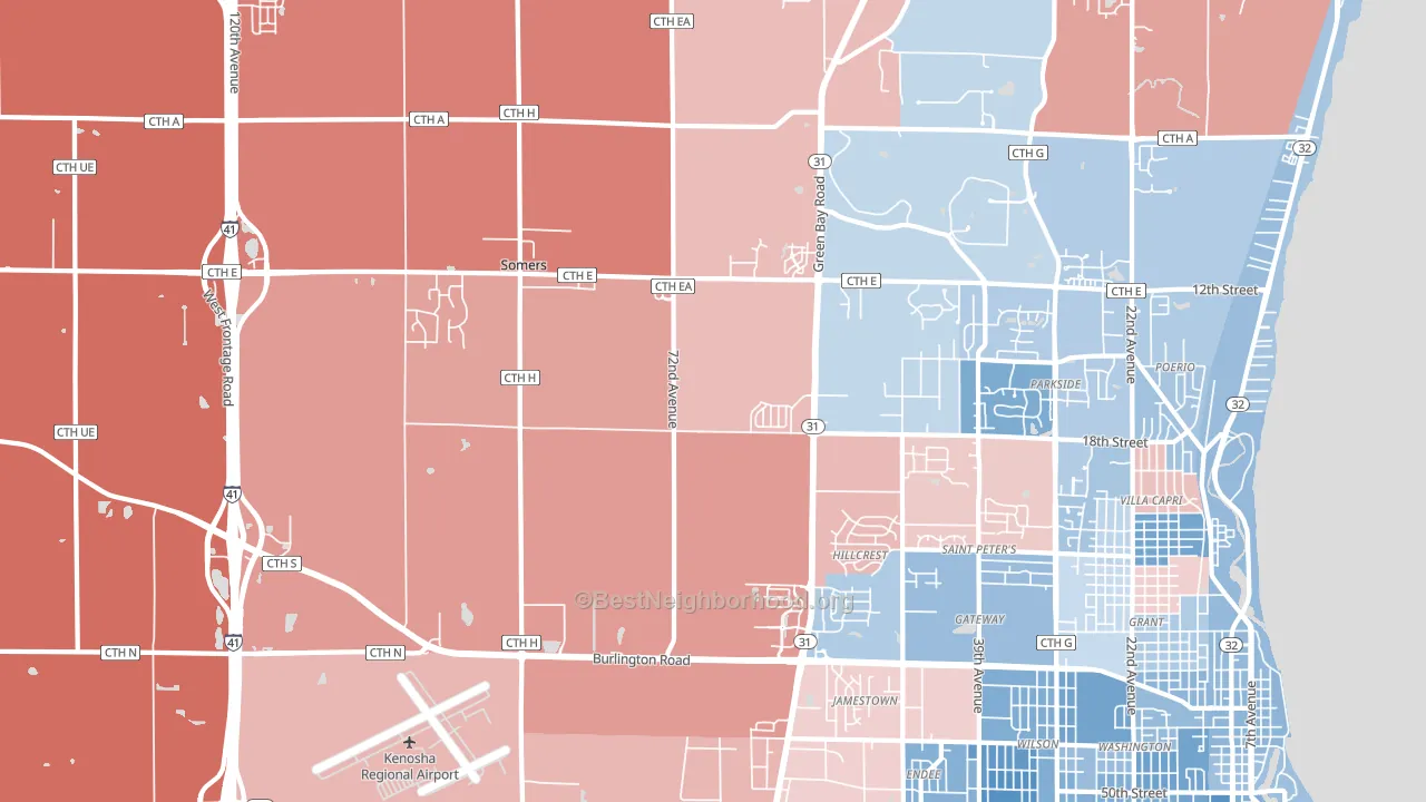 Somers, WI block-group political-lean map