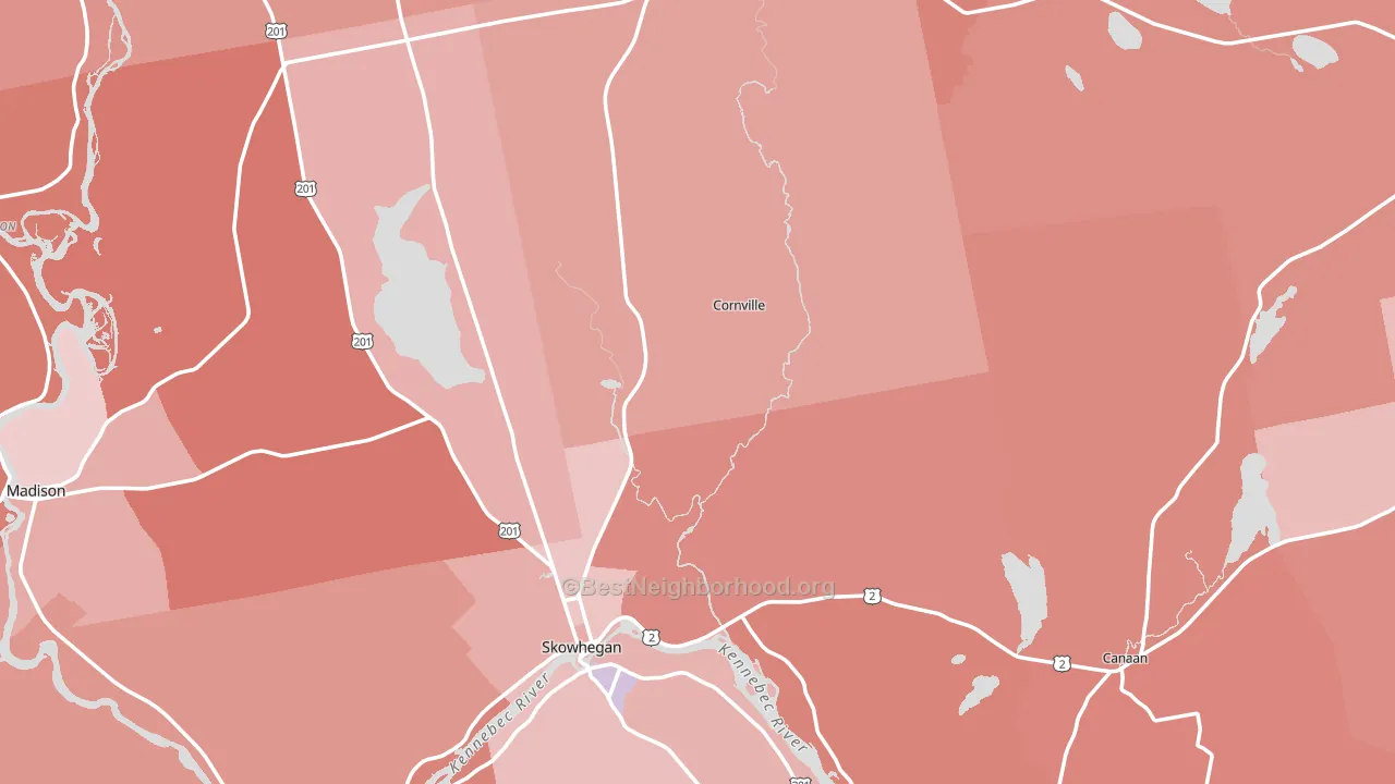 Somerset County, ME block-group political-lean map
