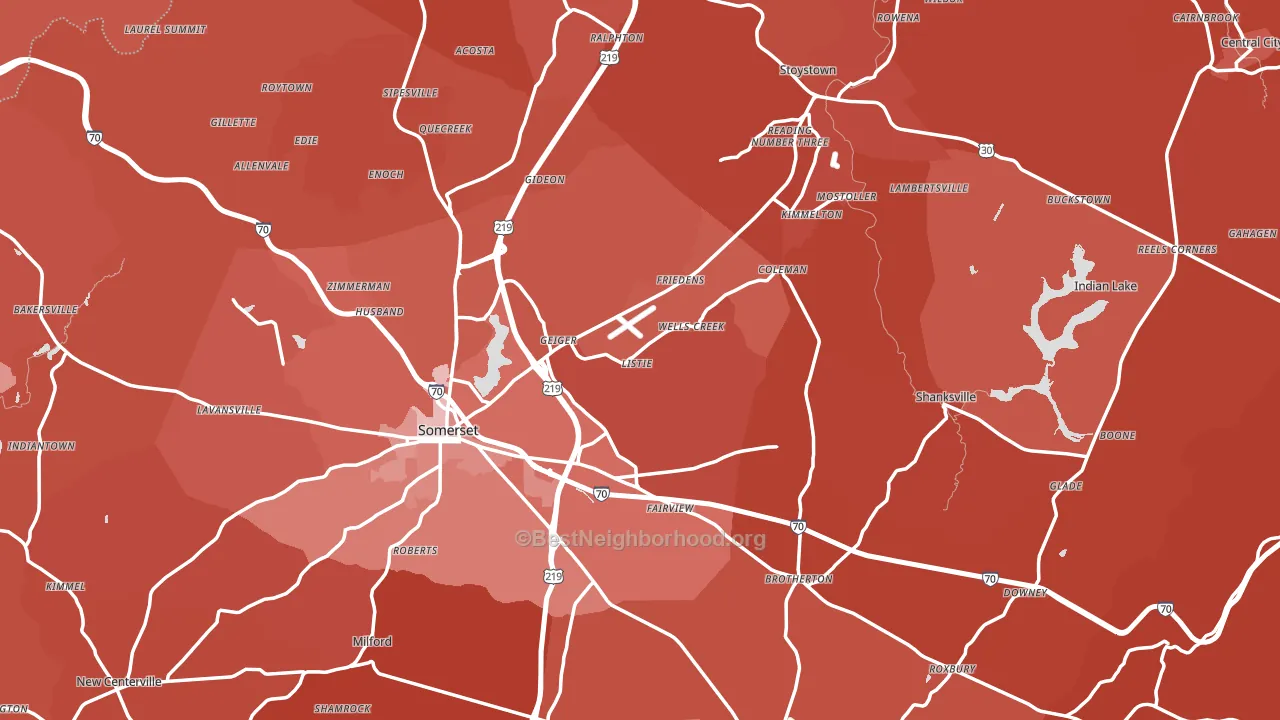 Somerset County, PA block-group political-lean map