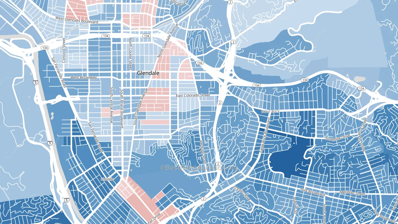 Somerset, Glendale, CA block-group political-lean map