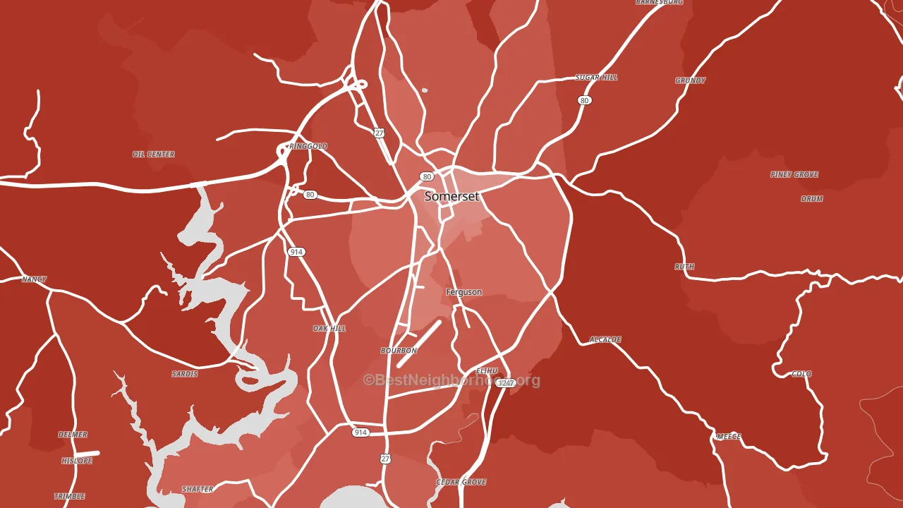 Somerset, KY block-group political-lean map