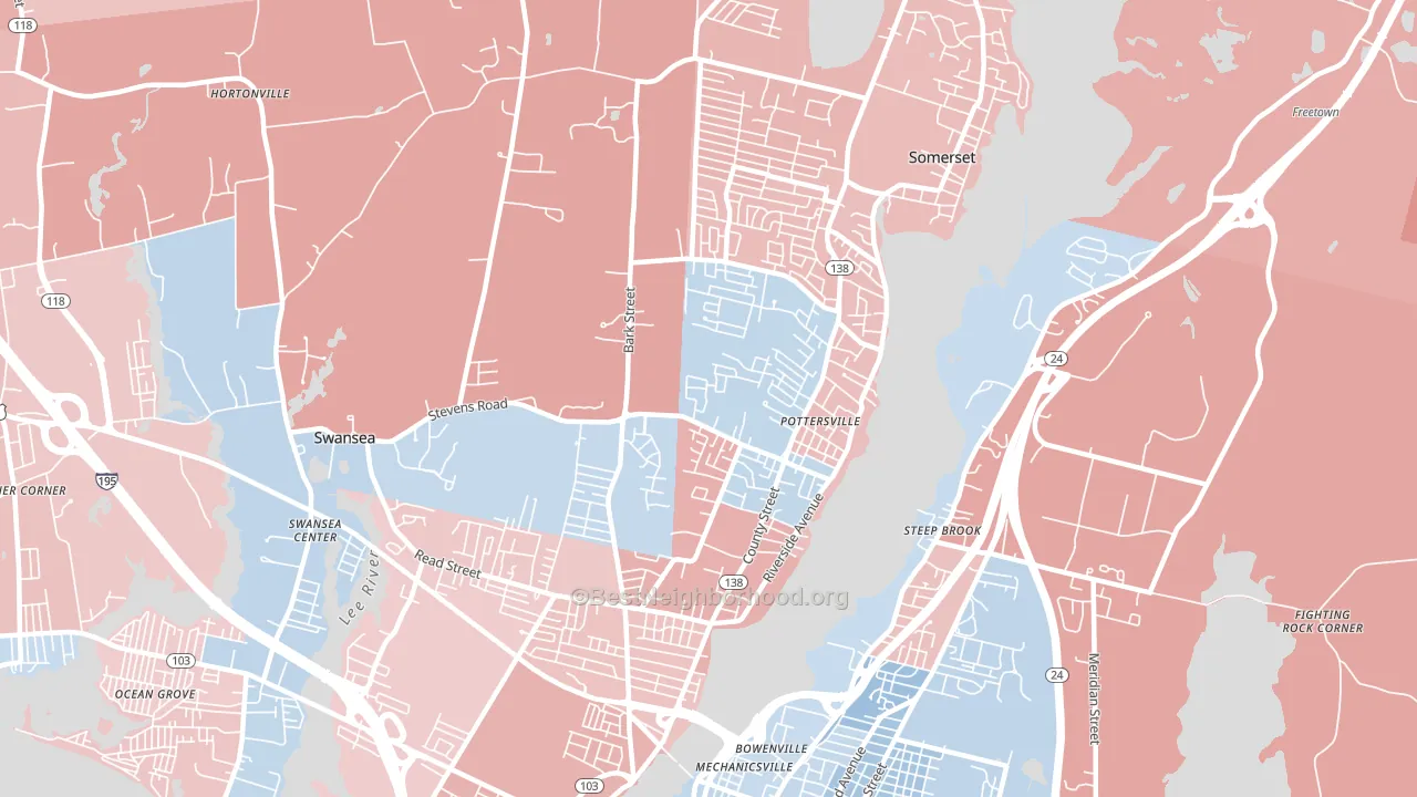 Somerset, MA block-group political-lean map