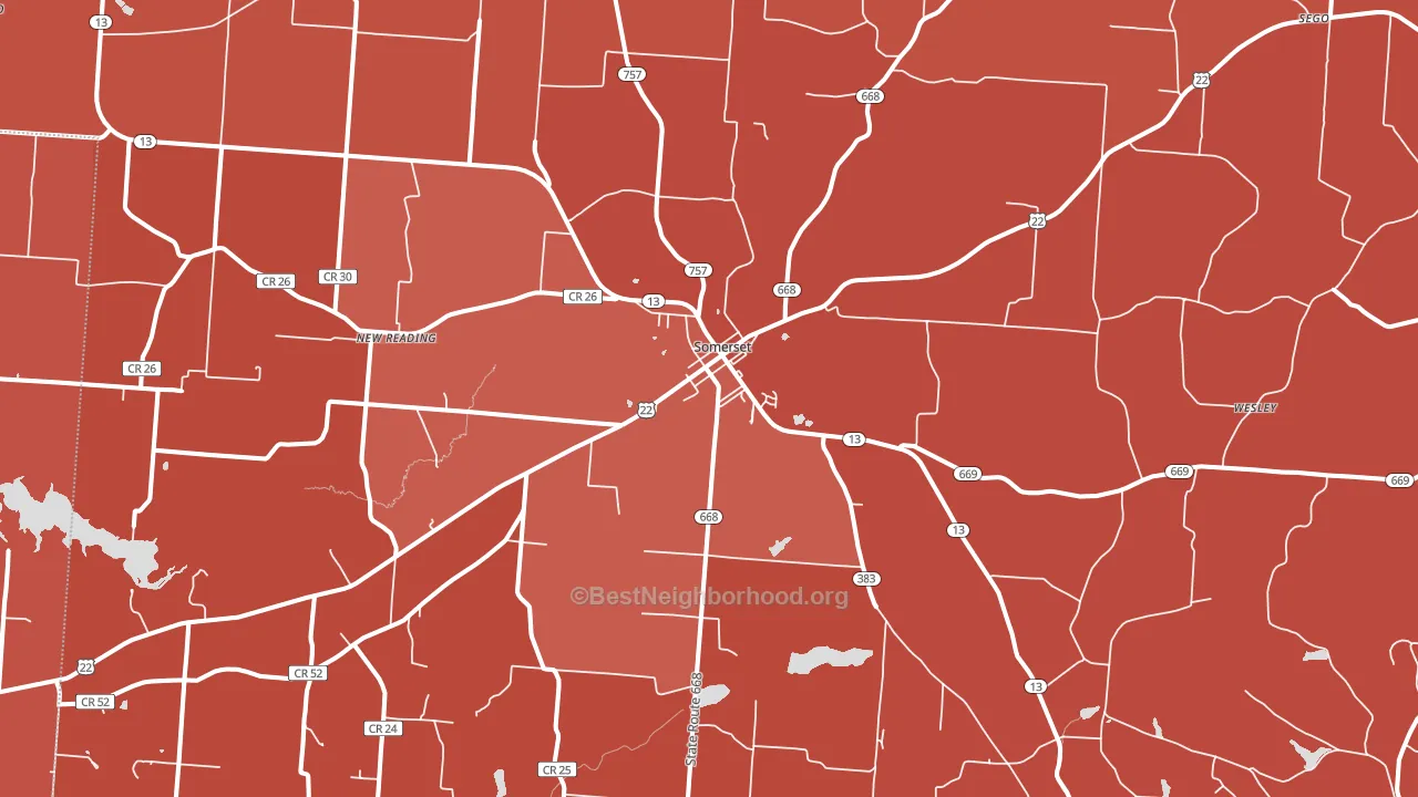 Somerset, OH block-group political-lean map