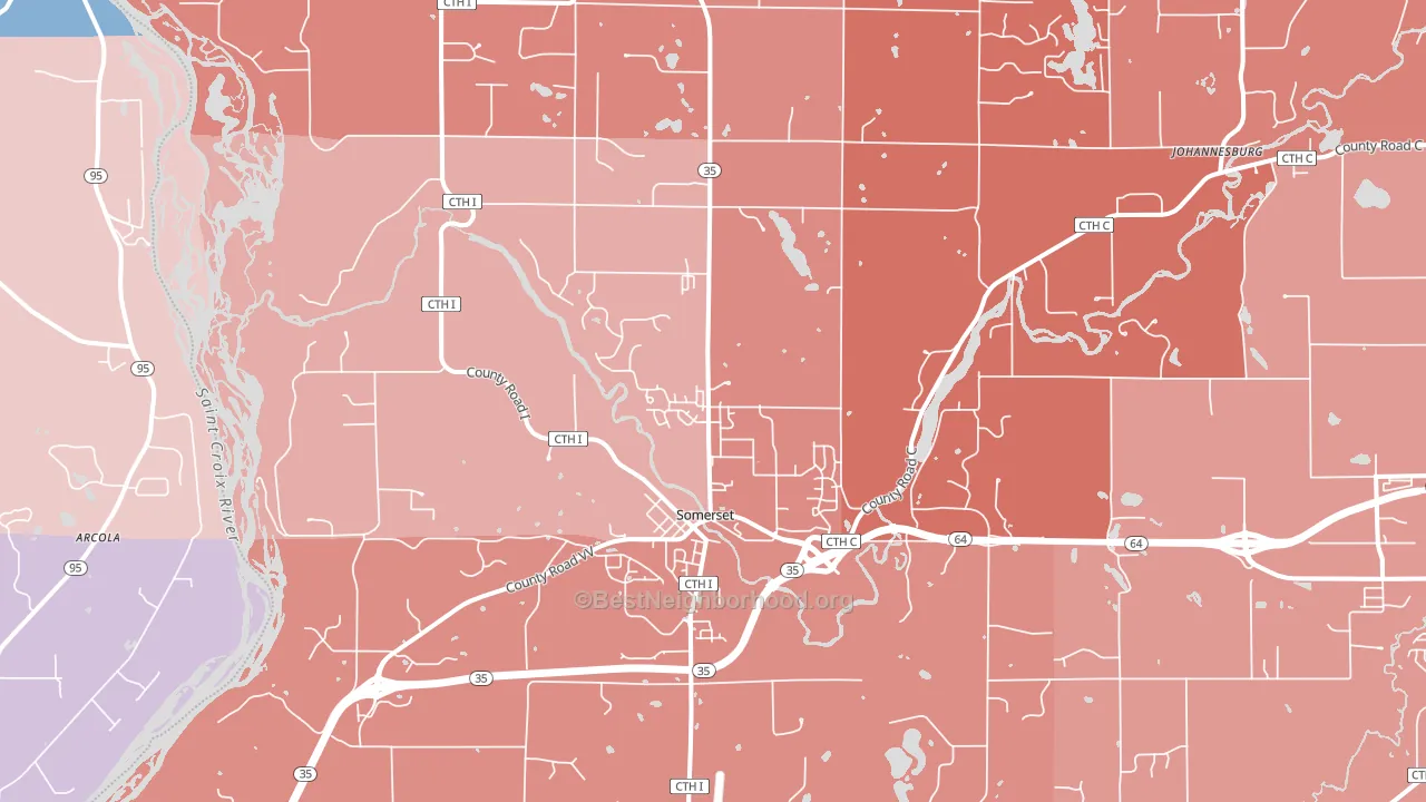 Somerset, WI block-group political-lean map