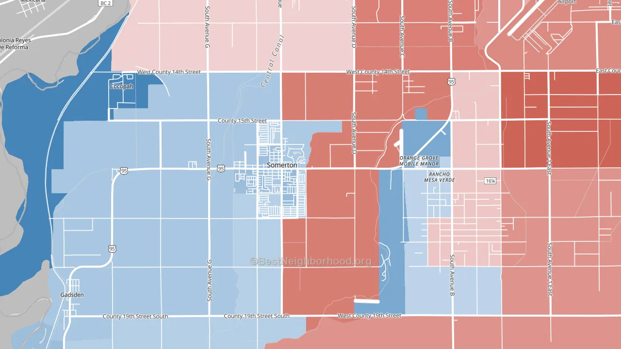 Somerton, AZ block-group political-lean map