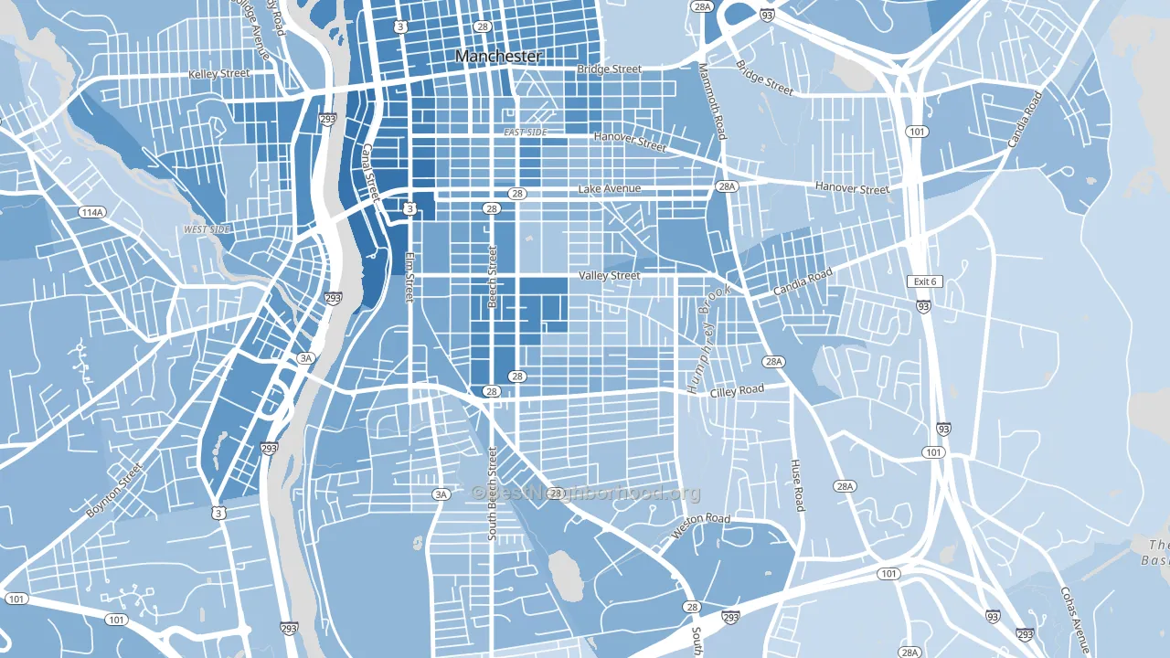 Somerville, Manchester, NH block-group political-lean map