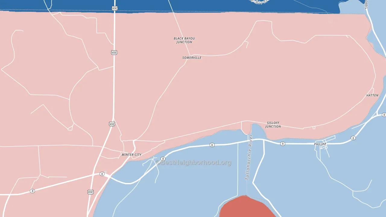 Somerville, MS block-group political-lean map