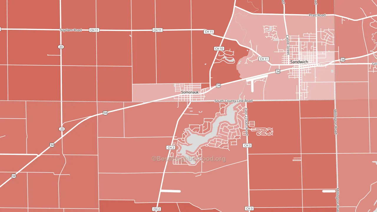 Somonauk, IL block-group political-lean map