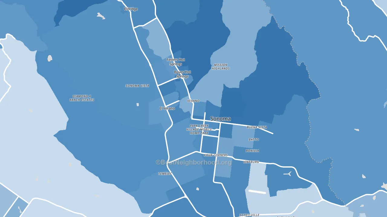 Sonoma, CA block-group political-lean map