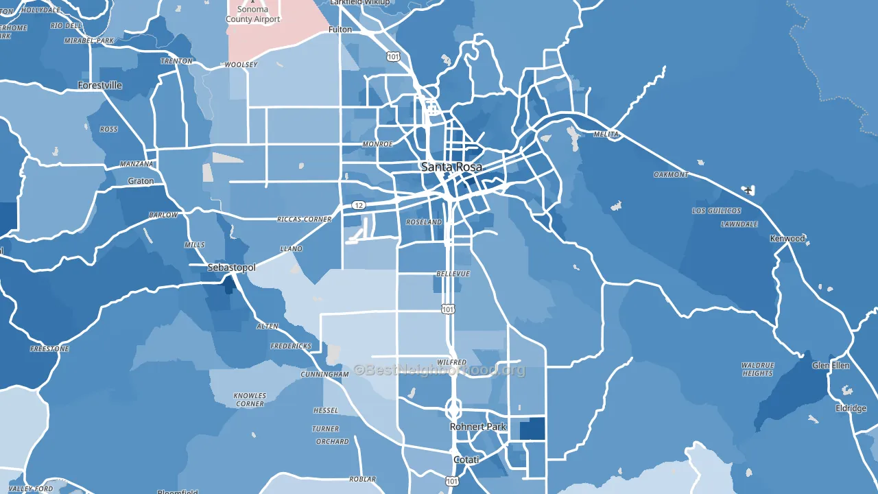 Sonoma County, CA block-group political-lean map