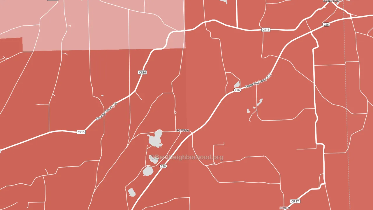Sonora, NY block-group political-lean map