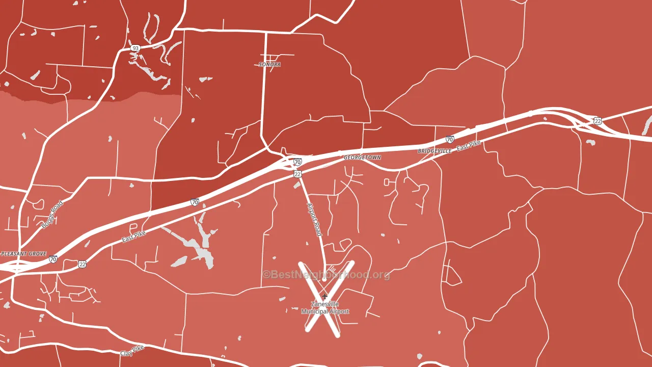 Sonora, OH block-group political-lean map