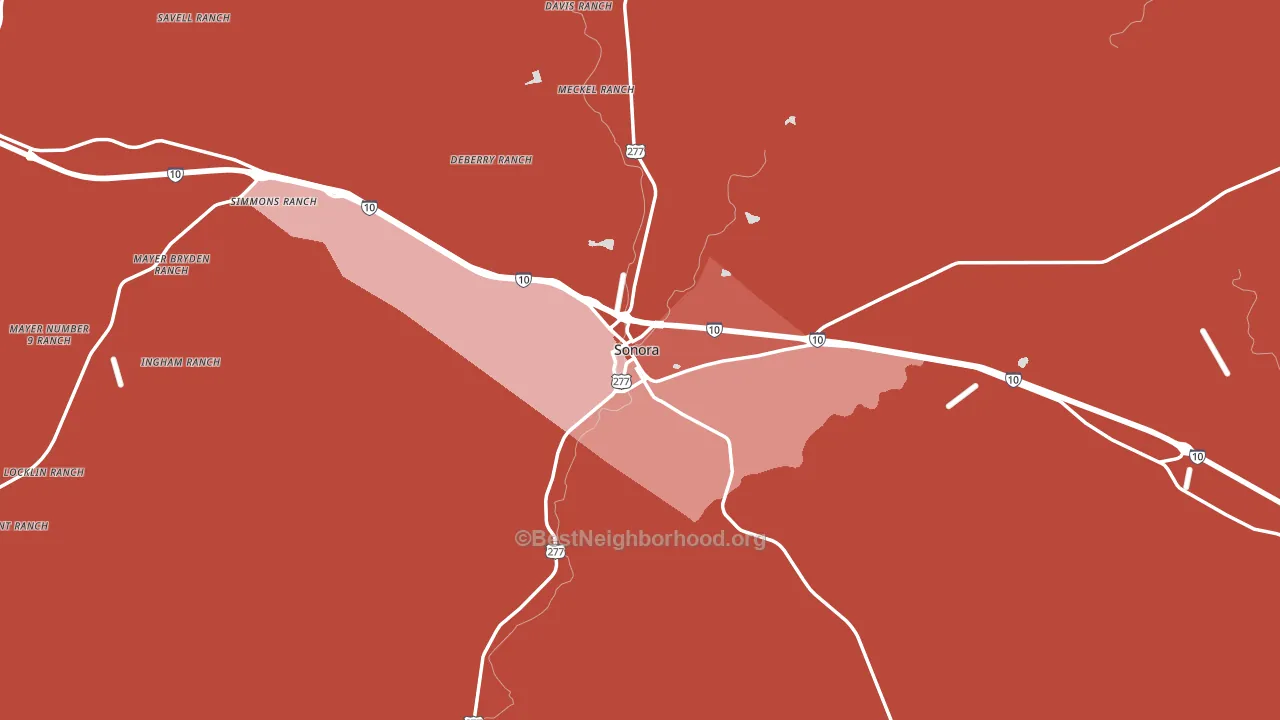 Sonora, TX block-group political-lean map