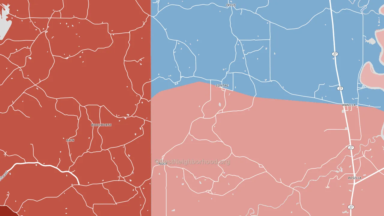 Sontag, MS block-group political-lean map