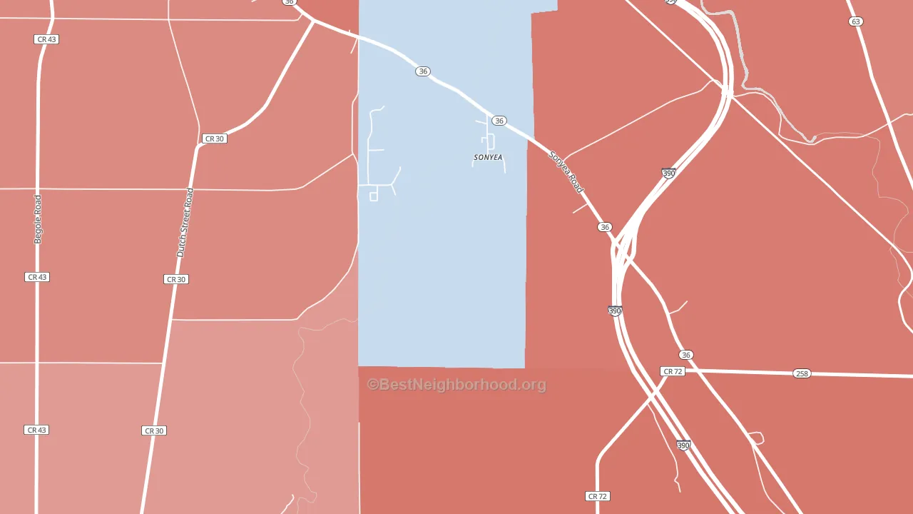 Sonyea, NY block-group political-lean map