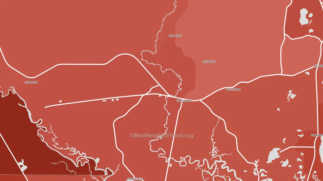 Sopchoppy, FL block-group political-lean map