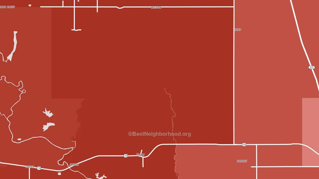 Soper, OK block-group political-lean map