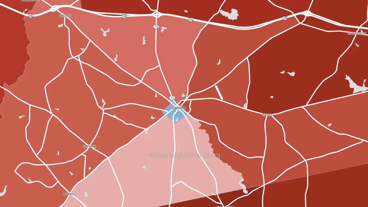 Soperton, GA block-group political-lean map