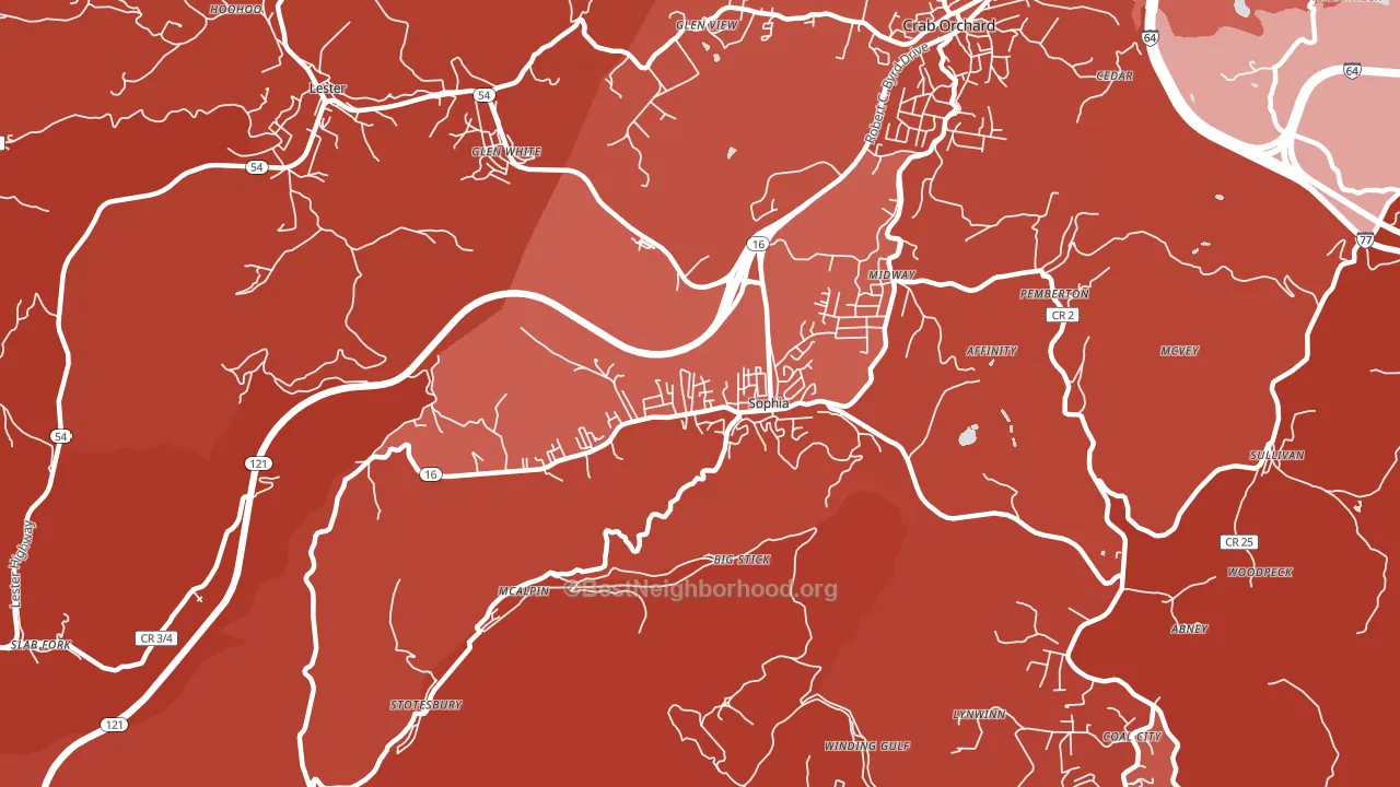 Sophia, WV block-group political-lean map