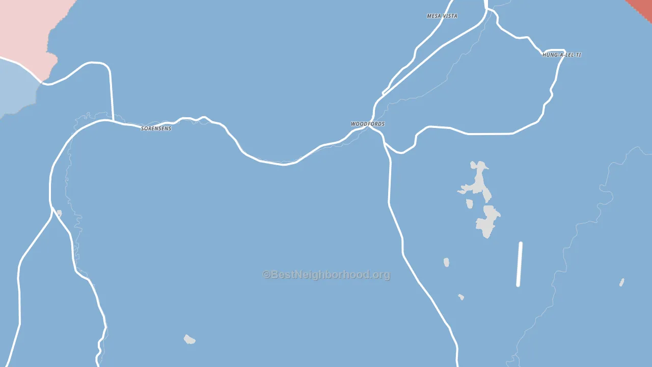 Sorensens, CA block-group political-lean map